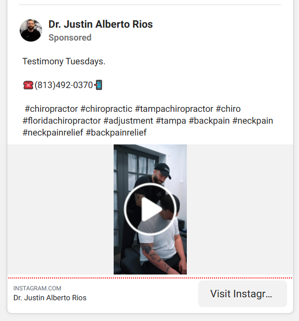 Chiropractor Facebook Ads Examples