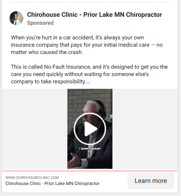 Chiropractor Facebook Ads Examples
