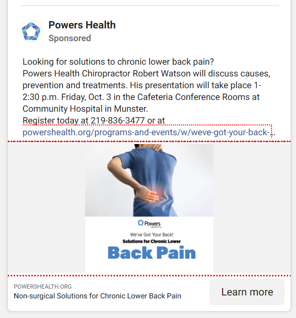 Chiropractor Facebook Ads Examples